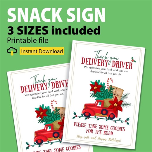 Delivery Driver Snack Sign, Thank You Delivery Drivers, Take A Snack Sign, Amazon, Fedex, UPS, USPS Thank You Sign, Printable Snack Sign - Etsy