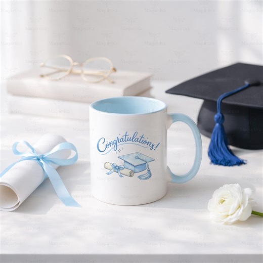 Light Blue Graduation and Diploma PNG, Congratulations Graduate Mug Sublimation Design, Senior Class of 2026 - Etsy