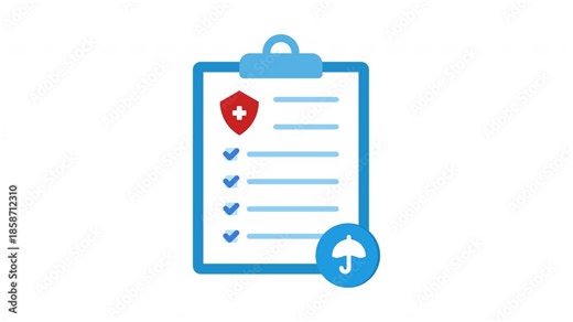 Health insurance icon animation. Useful for health insurance, medical, healthcare, document, checklist, and finance themes.
