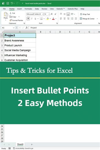 Insert Bullet Points in Excel: Two Easy Methods