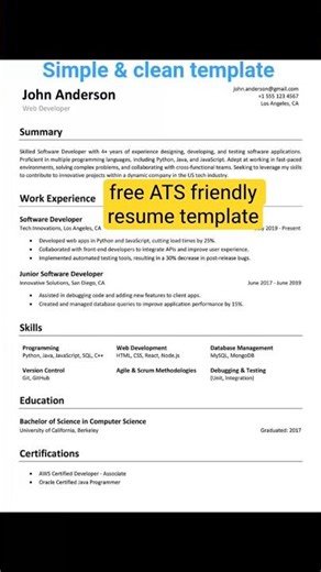 Free ATS Resume Friendly Template 📄 Download (2026) perfect for beginners