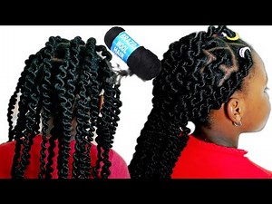 CORKSCREW TWIST Back To School Hairstyle With Brazilian Wool On Long Hair//Threading CORKSCREW Twist