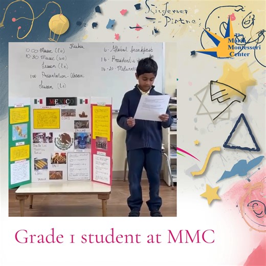 So proud of our 1st grader for confidently presenting about Mexico during International Week 🇲🇽✨ Watching our children build courage, cultural awareness, and a love for learning is what this week is all about. 🌎💙 #InternationalWeek #MontessoriLife #GlobalCitizens #CulturalAwareness #FollowTheChild #ProudMoment #ElementaryMontessori #MariaMontessoriCenter #LearningBeyondBorders | The Maria Montessori Center