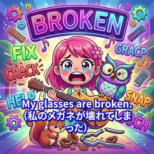 【日常トラブル・ハプニング英単語】壊れた！は英語で？パキッと割れたリズムで覚えるBroken #英語の歌 #英語学習 #リスニング