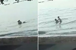 Shameless Western couple caught having sex in sea at notorious Thai resort