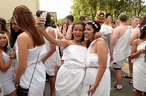Toga party students out in force (  video)