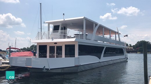 Climb aboard Carolina Grace, the largest yacht on Lake Norman. The 100-foot luxury yacht features two bars, four bathrooms, administrative offices and space to accommodate up to 150 guests. Learn more at cruisethelake.com. Thanks for letting us check her out, Lake Norman Luxury Yacht Charter! | Axios Charlotte