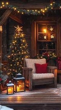 Cozy Christmas Porch ❄️ Falling Snow, Wind & Chimes | Winter Relaxing Ambience