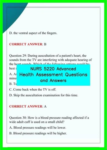 NURS 5220 Advanced Health Assessment Questions and Answers video