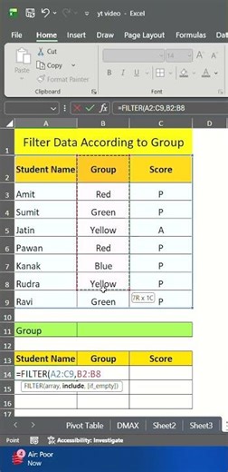 Filter data according to given value Excel Shorts | Excel Tutorials #excelformulas #excel #computer