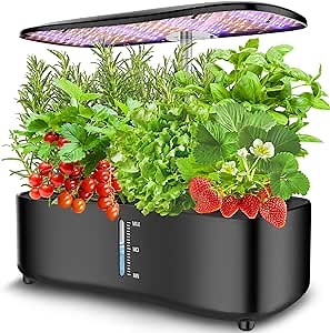 Large Tank Hydroponics Growing System 12 Pods, Herb Garden Kit Indoor with Grow Lights, Plants Germination Kit with Quiet Water Pump, Auto Timer, Height Adjustable to 20", Gardening Gifts Home Decor