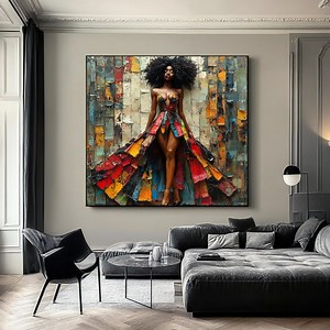 Sensual African Woman Canvas Print, Black Woman Art, Iconic African American Woman in Colorful Dress Wall Art - Etsy