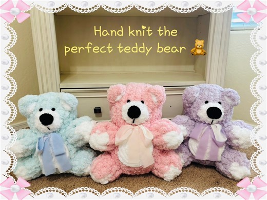 Hand Knit a Classic Teddy Bear | Chunky Knit Stuffed Animal | Hand Knit Plushie Pattern | Youtube Tutorial Video - Etsy