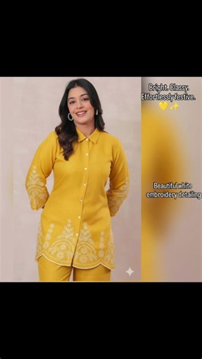 mustard embroidered coord set festive ₹689 #myntrahaul #kurtaset #budgetfashion #viralreels #shorts