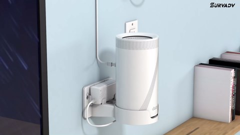 Wall Mount Kit for TP-Link Deco BE75/BE85/BE95 WiFi 7 Mesh System – Space-Saving Bracket with Cable & Power Adapter Storage, Secure & Stylish Design for Home and Office (White, 1-Pack)