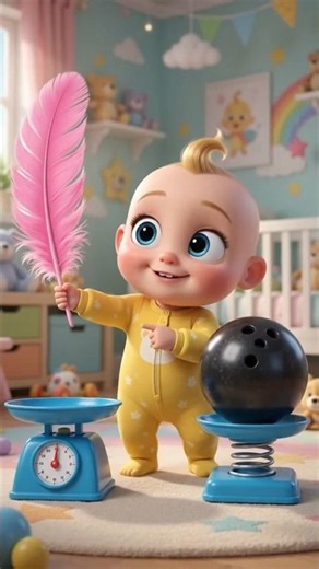 ⚖️ Which One Is Heavier? 🪶🎳 | Heavy vs Light for Kids | Fun 3D Baby Learning