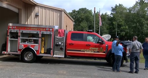 Gretna unveils new mini-pumper fire truck on Wednesday during special ceremony