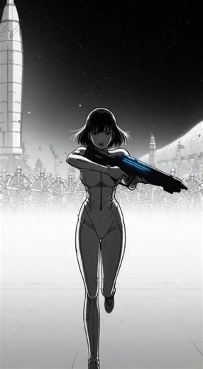 Sci-Fi Warrior Girl Approaches Massive Sphere 🔫🌌 | Epic Pull-Back Reveal