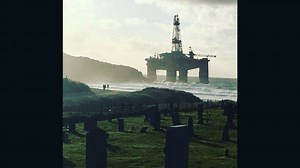 19,000-ton oil rig blown ashore in Scotland