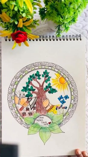 Save Trees 🌳 Beautiful Mandala Art with a Powerful Message #shorts