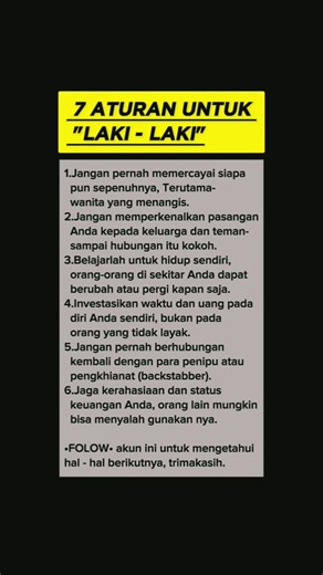 7 ATURAN INI UNTUK LAKI-LAKI. #shootviral #Lakilaki #nasehatkehidupan #inspirasikehidupan