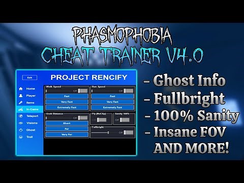 [Phasmophobia - Steam/Cracked] NEW CHEAT TRAINER! V4.0 | Ghost Info, Fullbright, Max Sanity & MORE!