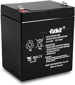 Casil CA1250 12V 5Ah SLA AGM Alarm Battery – Rechargeable Sealed Lead Acid Upgrade Replacement for CA1240 12V 4Ah, ADT Security Systems, UPS Backup Power