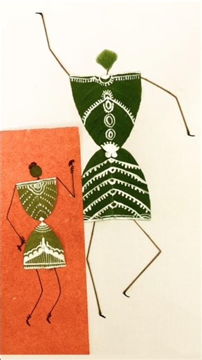 From Leaf to Warli Beauty in Minutes 💃🌿 #warliart #diyart #shorts #indianfolkart