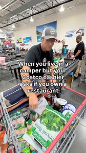 On one of our major Costco hauls before Matt’s farm job, the cashier was so great! During our conversation, he asked if we own a restaurant! 🫢 We didn’t tell him we’d be wheeling our cart out to our 32' camper that we LIVE in! 😂 Was it the multiple jugs of maple syrup that made him think that? 🫣 #camperliving #camperlifestyle #costcohaul #rvliving #costcolife #RVTravel #rvlifestyle | Why Not Wander?