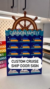 Custom Cruise Ship Door Sign • Closing out 2025 with this custom cruise ship door sign. As the family goes on more trip trips, they’ll add a new ship pieces to their door sign. This sign is magnetic and sticks to the outside of their cruise ship door. Made with my Thunder Laser USA Nova 51 laser and acrylic from Houston Acrylic • #crafts #crafter #smallbusiness #entrepreneur #handmade shopsmall custom thunderlaserusa | Teach Over the Rainbow
