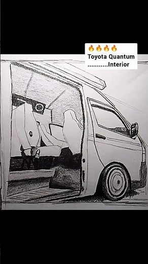 Interior drawing of Toyota Quantum Hiace van taxi | Easy car drawing tutorial for beginners #shorts