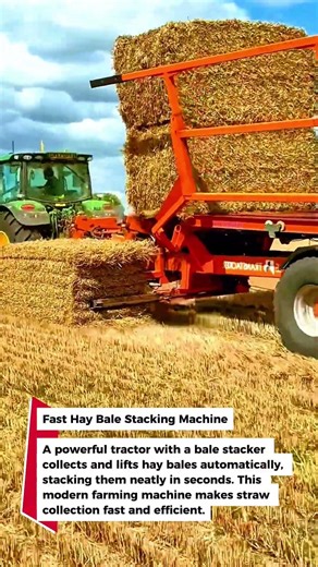 Fast Hay Bale Stacking Machine #tractor #farming