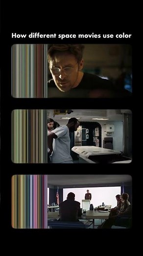 Average color of every frame of Project Hail Mary, Interstellar, and 2001: A Space Odyssey.