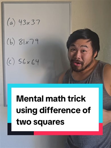 Mental math trick using difference of two squares #math #mathematics #maths #mathtok #stem