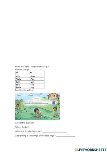 Phoneme ai ay worksheet