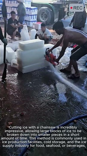 Amazing Ice Block Cutting with Chainsaw #viral #shorts #creative