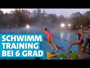 Schwimmtraining bei Eiseskälte