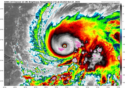 Looking stronger than ever. We'll see what the NHC goes with it, but in reality, it's probably up to 185 mph maximum sustained winds with max gusts up to 220 mph. | My Personal Weatherman