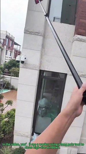 High-Rise Window Cleaning with Long Pole | Efficient Glass Washing Technique