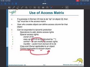 Operating Systems |Access Matrix :copy,owner, transfer and control