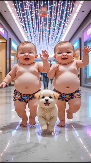Twin Baby Dance with Their Puppy |Cute BabyDance Moments Ever 2025 #cutebaby #dog#shorts #viral