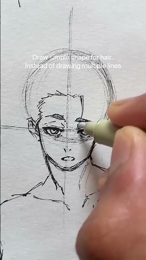 How to draw anime face easily!!🔥 #shorts