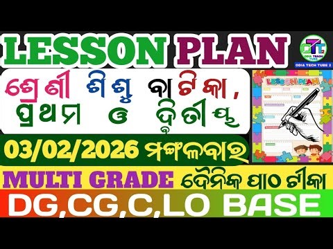 TuesdayDt.3/02/26MultiGrade Best Lessonplan for NurseryClass-1 & Class-2 Daily LessonBestLesson
