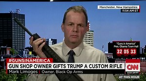 Gun store owner Mark Limoges shows a replica of the AR-15 rifle he gave Donald J. Trump http://cnn.it/1ZO1mfk | CNN