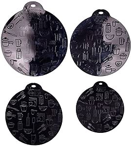 Set VEM with 4 Pieces of Induction cooktop mat- Silicone Scratch Protector - for Magnetic Cooker - Non Slip Pads to Prevent Pots from Sliding During Cooking (8,46-2 of 7,48-5,90 inches) Black