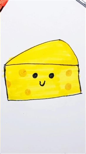 Cute Cheese Drawing 🧀 | Easy Drawing for Kids #shorts