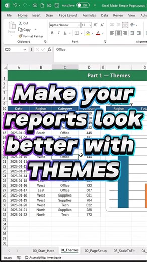 Make Your Excel Report Look Professional in 10 Seconds (Themes)