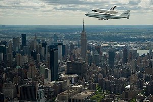 Space shuttle Enterprise boldly zooms over NYC on jet