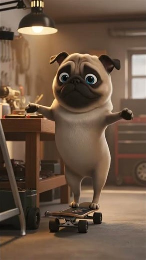 Cute Pug Dog Learns Ripstik Caster Board #CutePug #PugDog #dog #FunnyPug #DogTricks