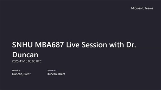 SNHU MBA687 MOD2 Live Session